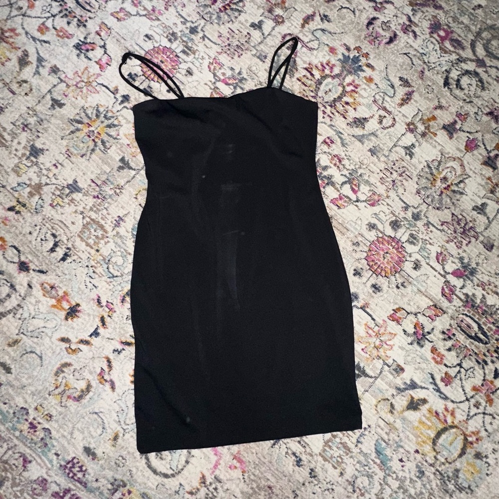 Black shapewear strappy mini dress